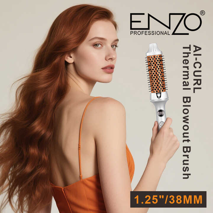 ENZO EN-2230 Rotating Thermal Curling Brush – Fast Heating, Multi-Function Hair Styler for Large Waves