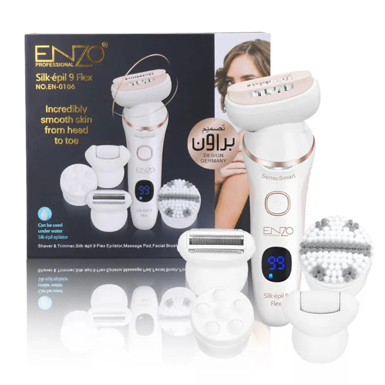 ENZO EN-0106 5-in-1 Rechargeable Women's Grooming Kit – Multifunctional Hair Removal and Skin Care Device ENZO Professional