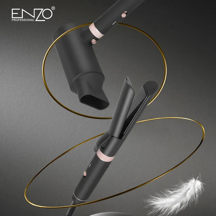 ENZO EN-6310 5-in-1 Professional Hair Styling Kit – Interchangeable Straightener, Curlers & Blow Dryer Afaq Al Naseem LLC.