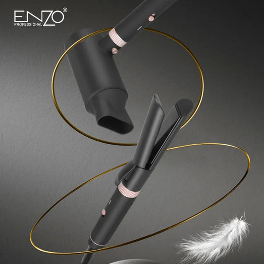 ENZO EN-6310 5-in-1 Professional Hair Styling Kit – Interchangeable Straightener, Curlers & Blow Dryer Afaq Al Naseem LLC.