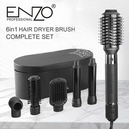 ENZO B1 6-in-1 Professional Hot Air Multi-Styler Brush with Ionic Technology – Dryer, Curler, Straightener & Comb