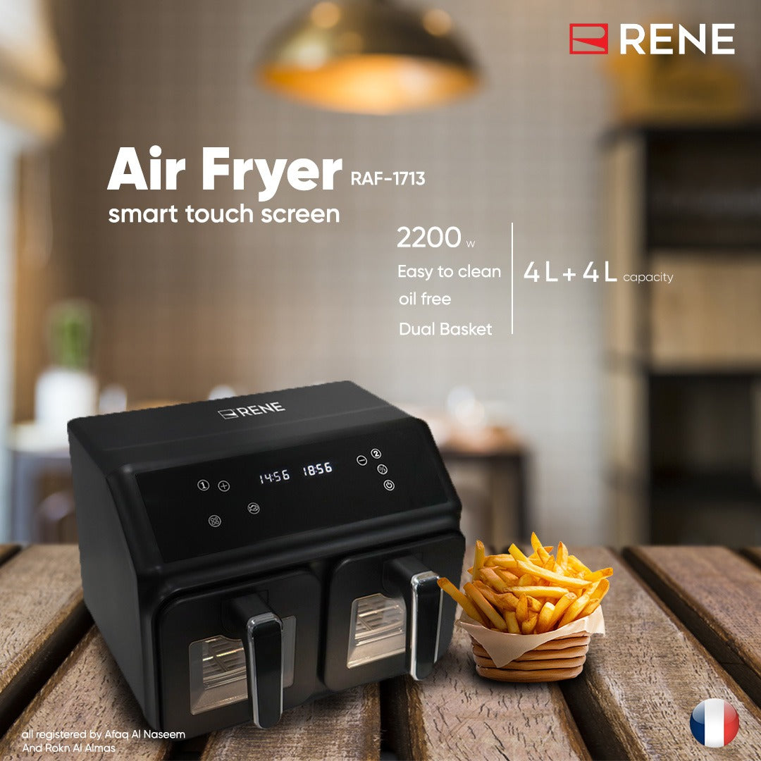 4L + 4L double pot air fryer cooking two meals