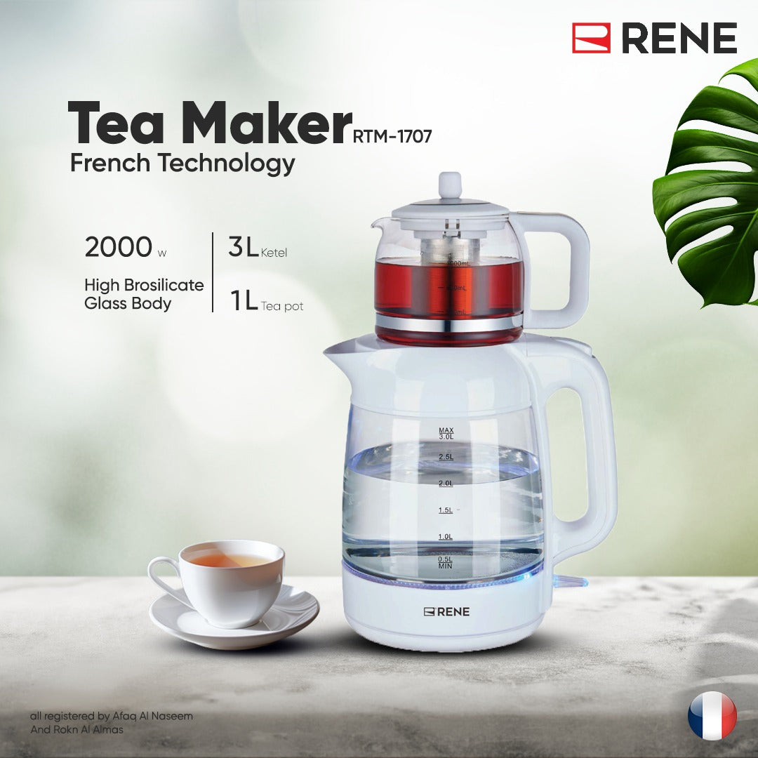 Rene RTM 1707 Tea Maker Pro - Front View with 3.0L Kettle and 1.0L Teapot