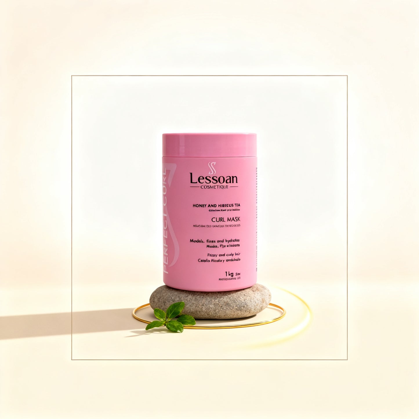 Lessoan Perfect Curl Mask with Honey and Hibiscus Tea – Hydrating and Curl Defining Hair Treatment for Curly and Wavy Hair, 1kg