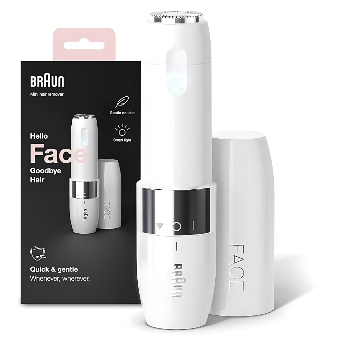 Braun FS 1000 facial hair remover with its washable head detached