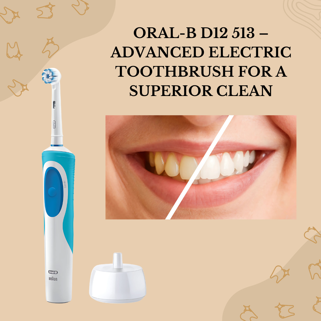 Close-up of the Oral-B D12 513 toothbrush head with soft bristles