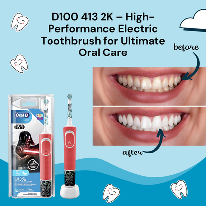Close-up of the D100 413 2K toothbrush head with advanced bristles