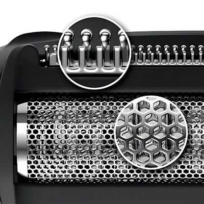Close-up of Philips BG5021 dual-sided trimmer and foil shaver design