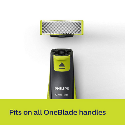 Close-up of Philips QP630 blades with skin-friendly guard for sensitive grooming