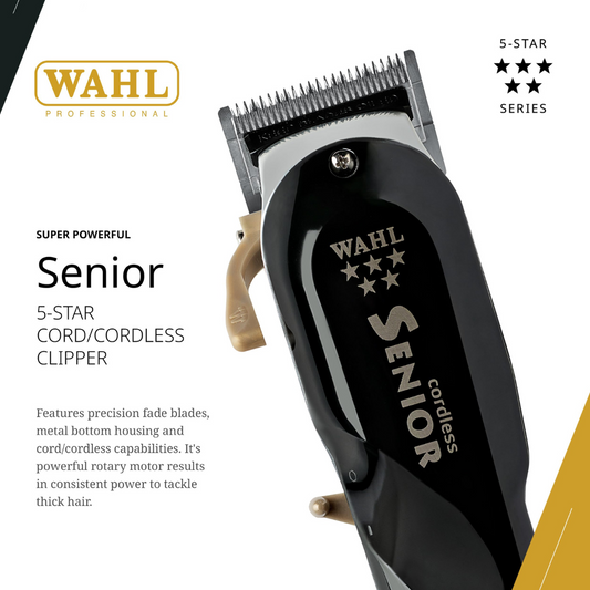 Wahl Senior Black – Professional Cordless Hair Clipper for Precision Fades and Superior Performance