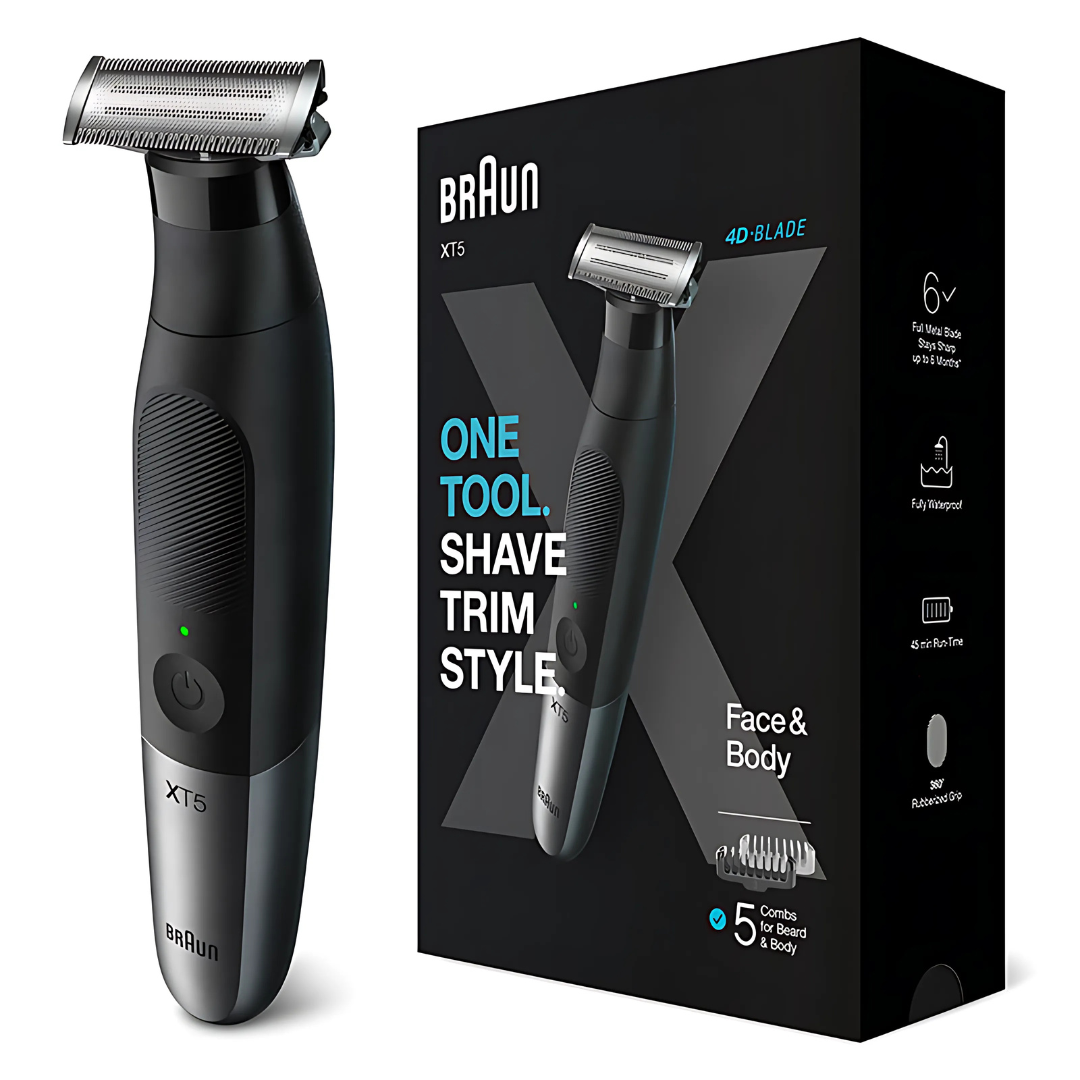 Braun XT 5200 5-in-1 trimmer with multiple grooming attachments