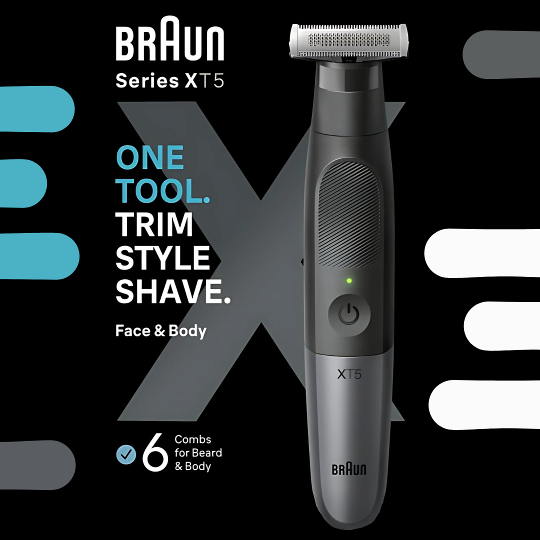Braun XT 5200 5-in-1 trimmer with multiple grooming attachments