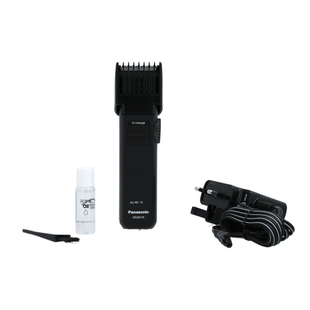 Panasonic ER2051K rechargeable beard and hair trimmer with a sleek black design