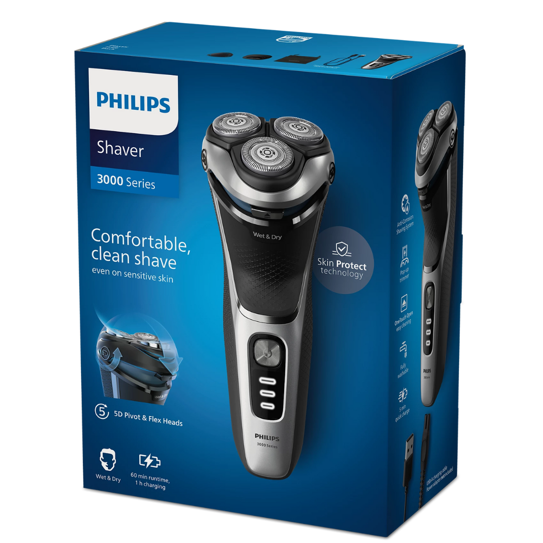 Philips Shaver 3000 Series electric shaver with ergonomic design