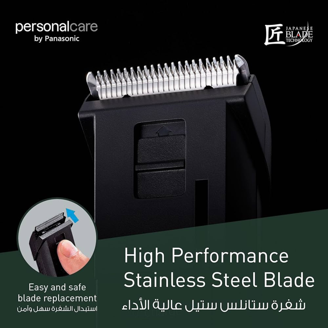 Panasonic ER2051K rechargeable beard and hair trimmer with a sleek black design