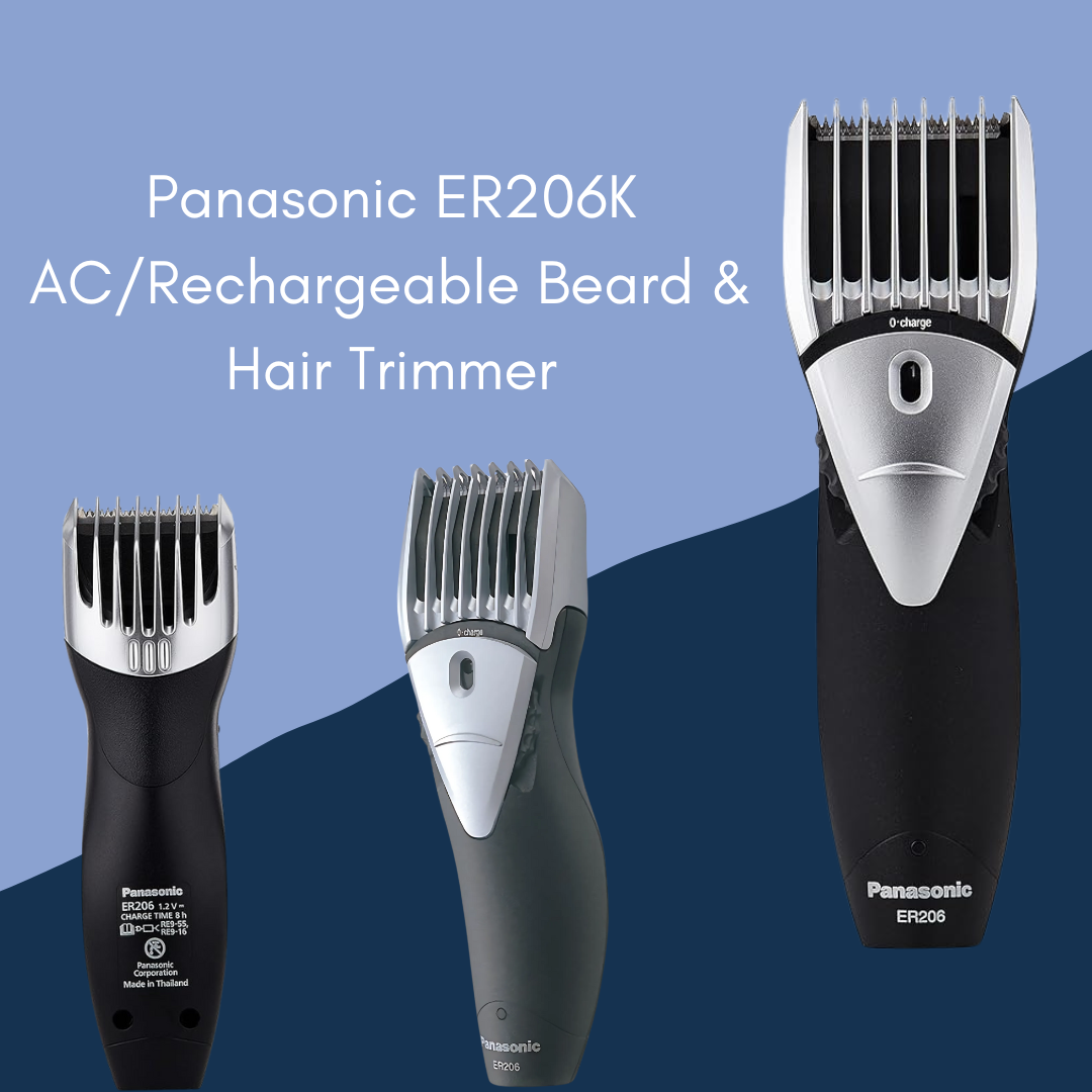 anasonic ER206K AC/Rechargeable Beard & Hair Trimmer with a sleek ergonomic design