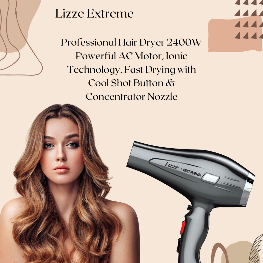 Lizze Extreme Professional Hair Dryer 2400W with Powerful AC Motor