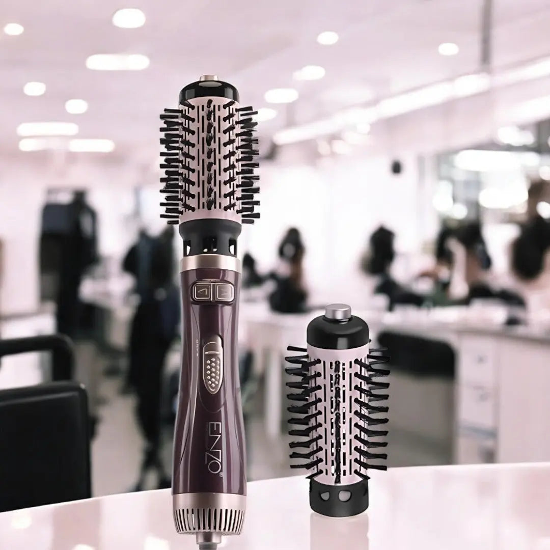 ENZO EN-747 Rotating Hot Air Brush with interchangeable brush heads for versatile styling.