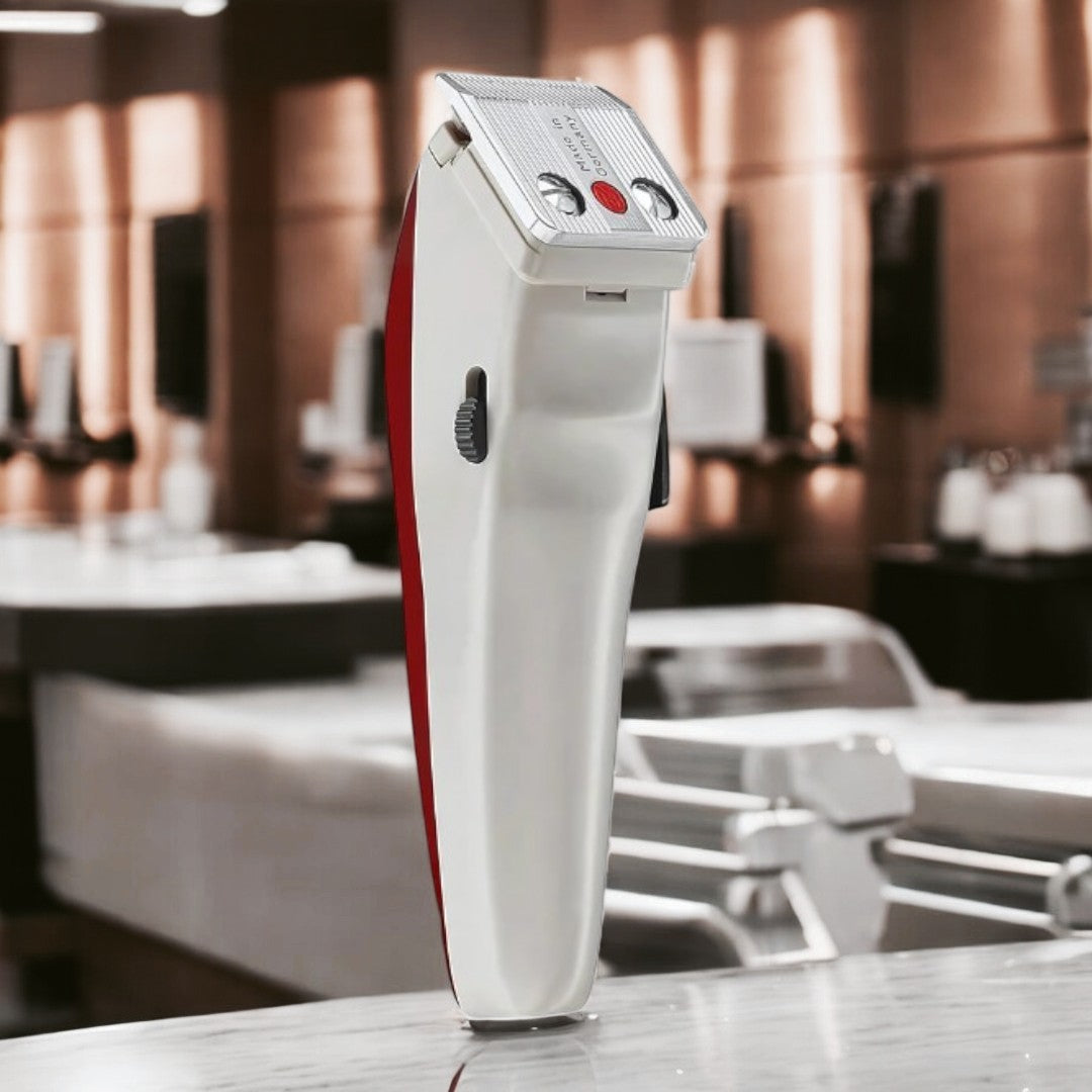 Moser 1400 Cordless Professional Clipper – Burgundy design for hair and beard grooming.