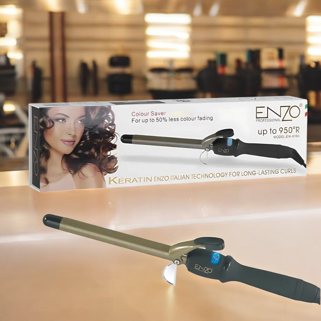 ENZO EN-9104 Automatic Rotating Hair Curler with ceramic-coated barrel.