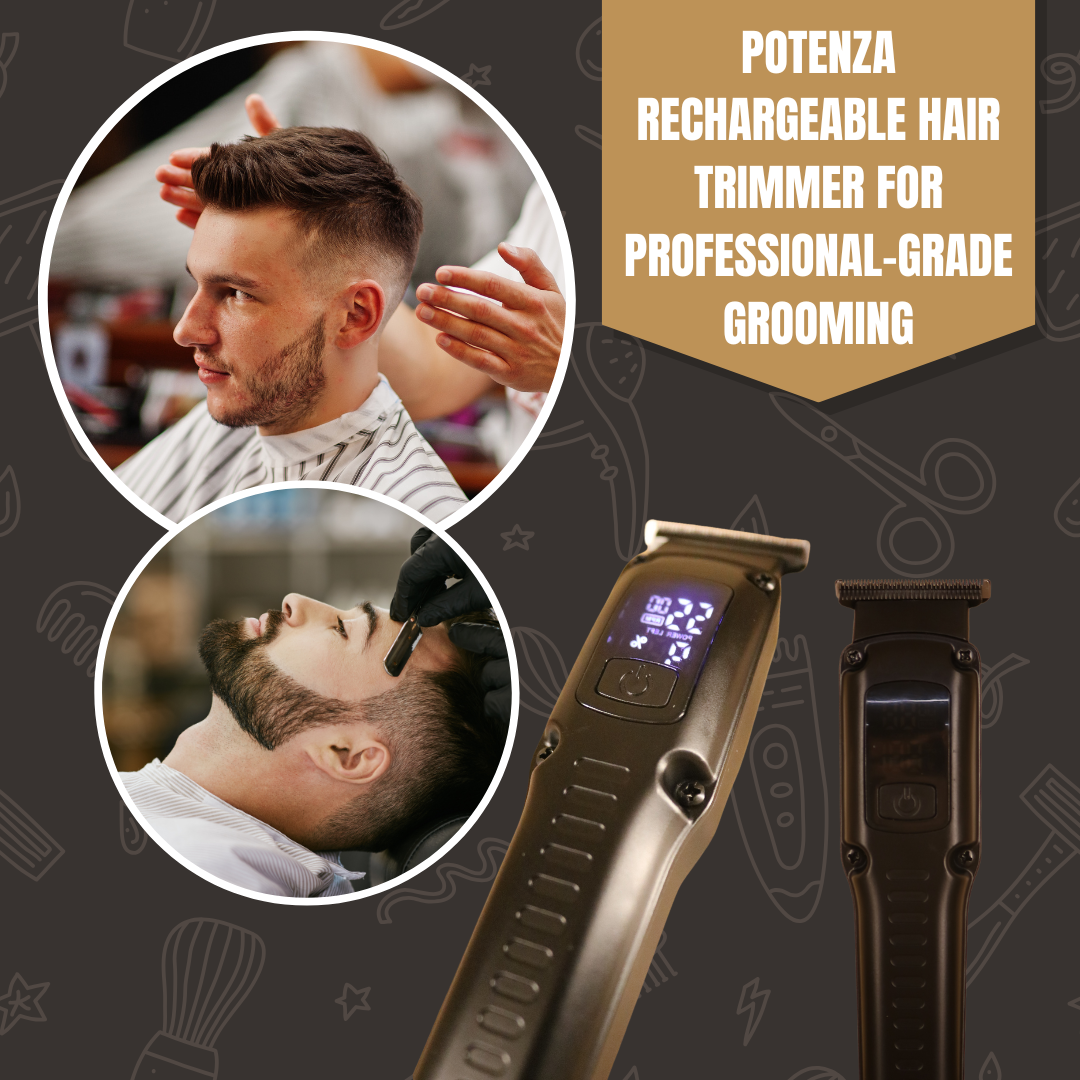 Potenza Rechargeable Hair Trimmer with titanium-coated blades and ergonomic design
