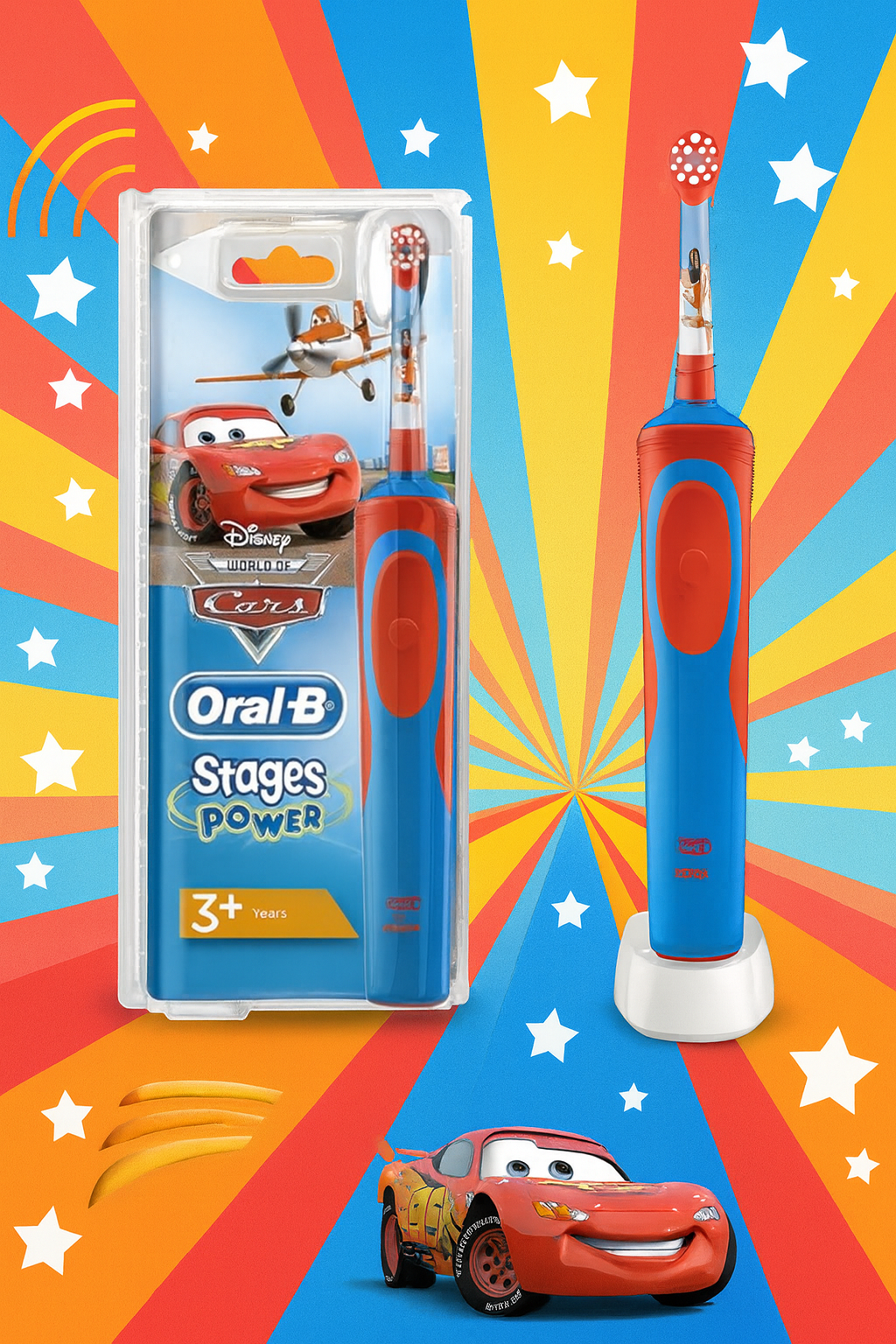 Oral-B Kids Electric Toothbrush D12.513K – Disney Cars Animation Edition with Extra-Soft Bristles