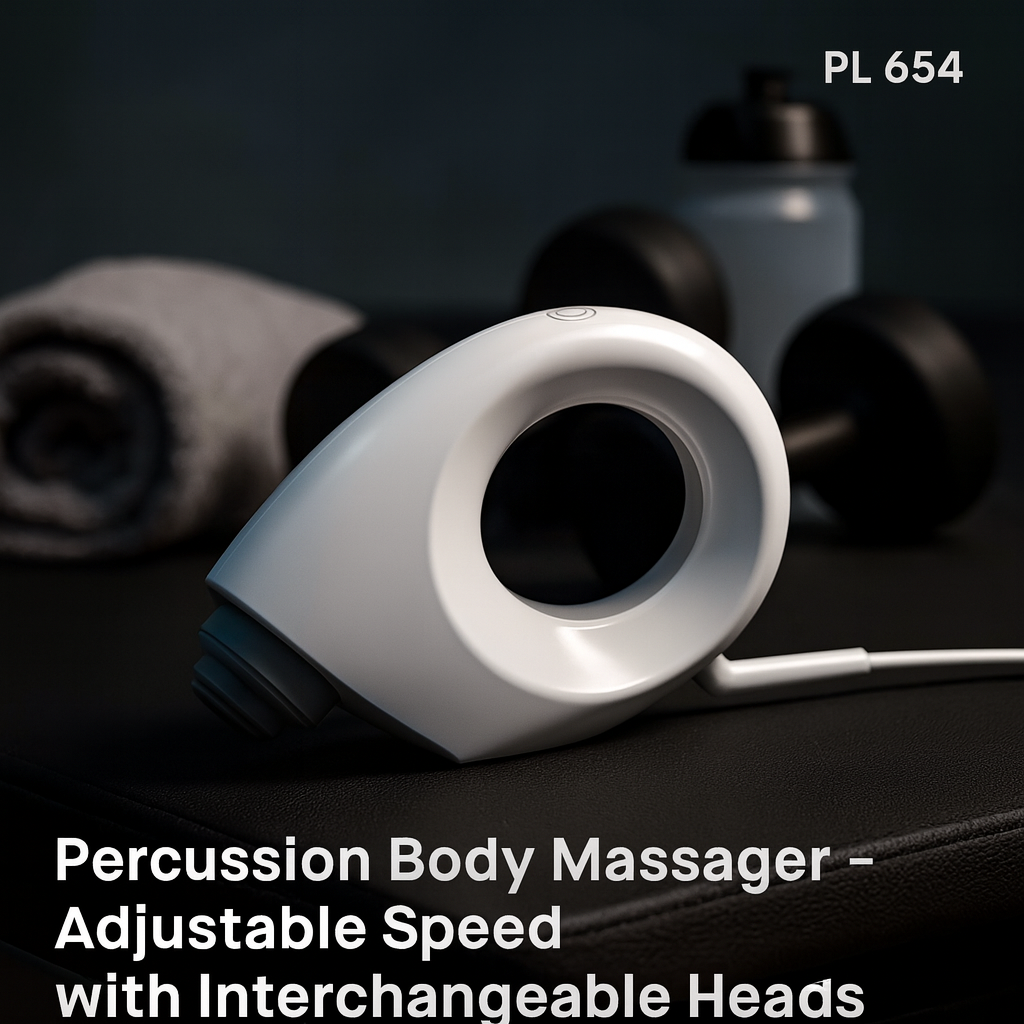 Percussion Body Massager PL 654 – Adjustable Speed with Interchangeable Heads