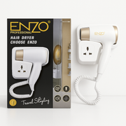 ENZO EN-6622 3000W Professional Wall-Mounted Hair Dryer Luxury Durable Noiseless Salon & Hotel Bathroom Dryer (White)