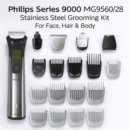 Philips Series 9000 MG9560/28 All-In-One Trimmer – 22-Piece Grooming Kit for Face, Hair and Body