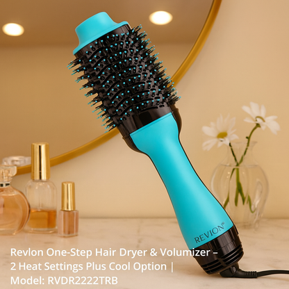 Revlon RVDR5222TRB One-Step Hair Dryer & Volumizer – 2 Heat Settings Plus Cool Option