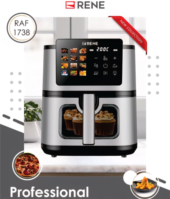 RENE RAF 1738 Professional Digital Air Fryer – Touch Screen Oil-Free Fryer with Smart Cooking Programs