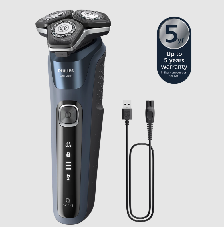 Philips Series 5000 S5885/10 Wet & Dry Electric Shaver – SteelPrecision Blades with SkinIQ Technology
