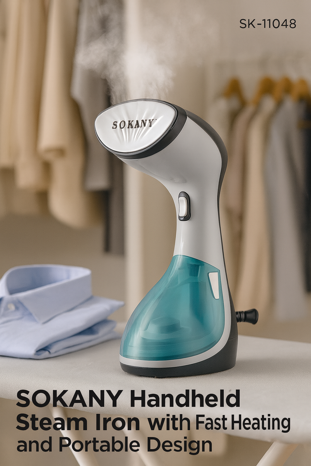 Sokany SK-11048 Handheld Steam Iron with Fast Heating and Portable Design