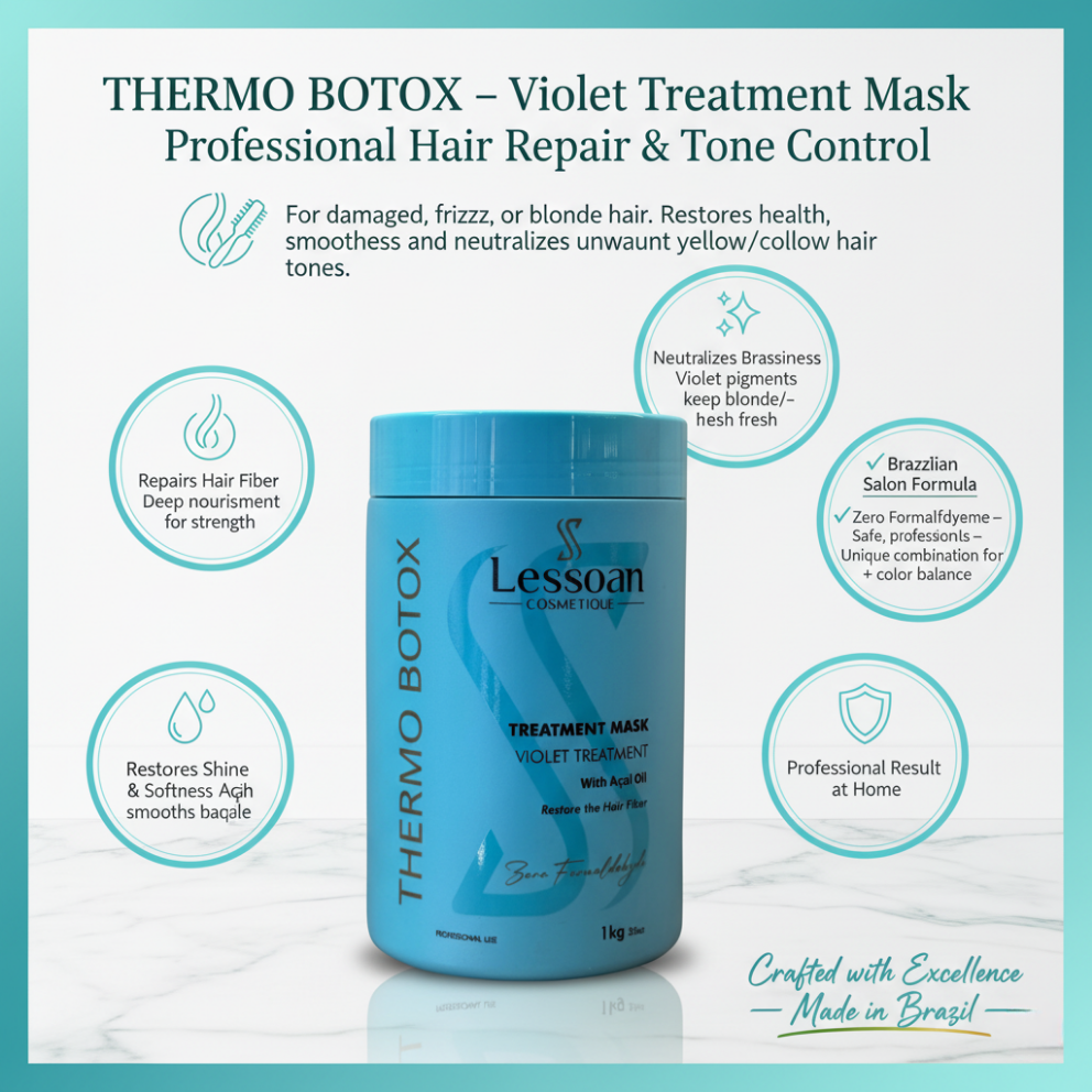 Lessoan Thermo Botox Hair Treatment – Formaldehyde-Free Long-Lasting Hair Smoothing & Deep Repair Mask with Organic Acids & Natural Oils(1KG)
