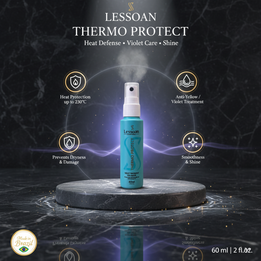 Lessoan Heat Protectant with Açaí – Anti-Frizz, Shine Boosting Thermal Shield & Split End Repair for All Hair Types(60ML)