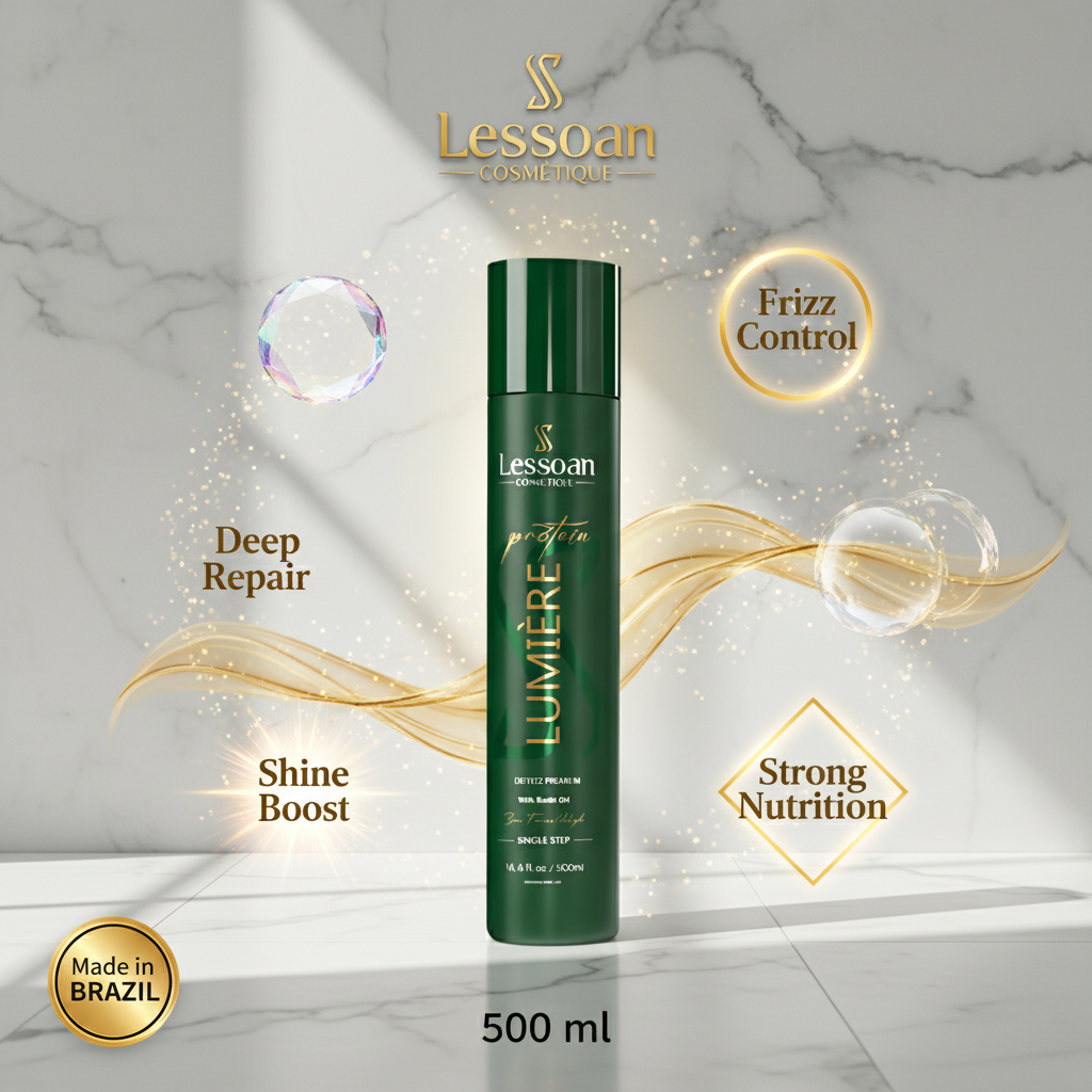Lessoan Lumière Blonde Hair Treatment – Formaldehyde-Free Anti-Frizz and Volume Reducer with Buriti and Ojon Oils, NanoColor Technology (500 ml)