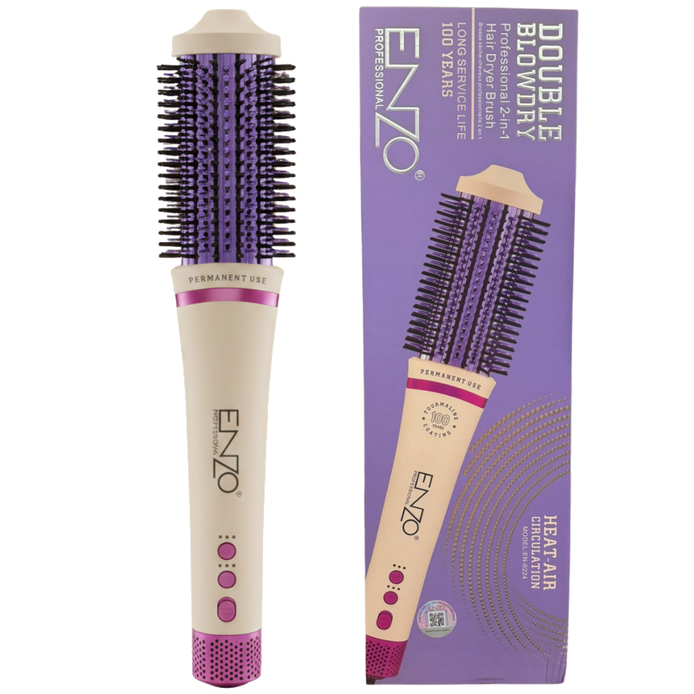 ENZO EN-6224 Double Blowdry Hair Dryer Brush – 2-in-1 Styling Tool ENZO EN-6224 Double Blowdry Hair Dryer Brush – 2-in-1 Styling Tool