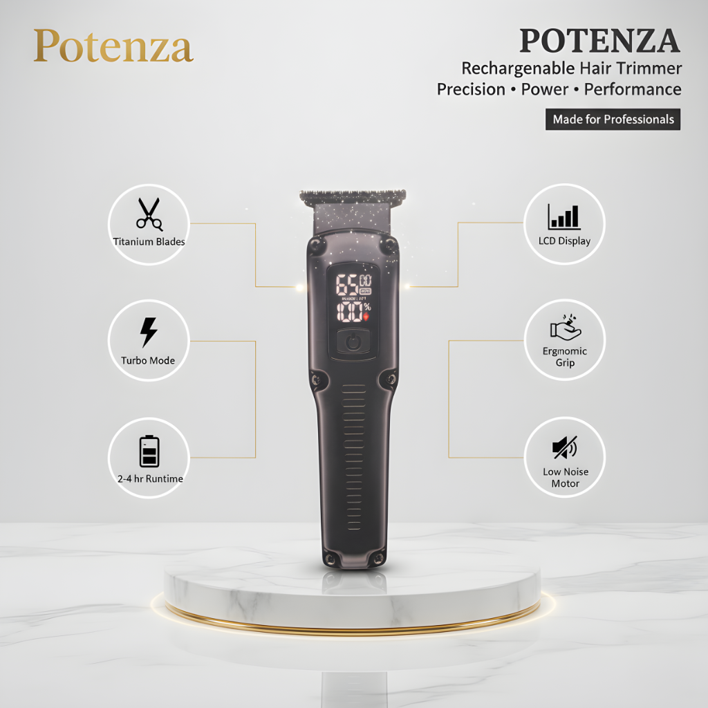Potenza Rechargeable Hair Trimmer for Professional-Grade Grooming