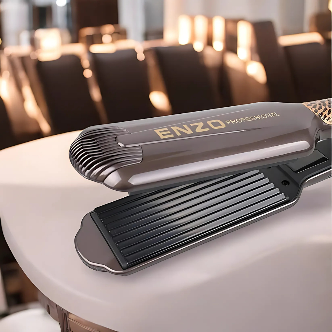 ENZO EN-3891 Ceramic Ripple Flat Iron – Large Corn Splint Wave Curler