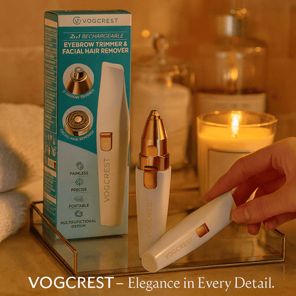 Rechargeable 2-in-1 Eyebrow Trimmer & Facial Hair Remover for Women – Painless Hair Removal with Built-in LED Light