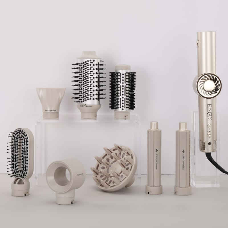 ENZO EN 6208 Foldable Hair Dryer Brush Set – 8 Accessories Styling Kit