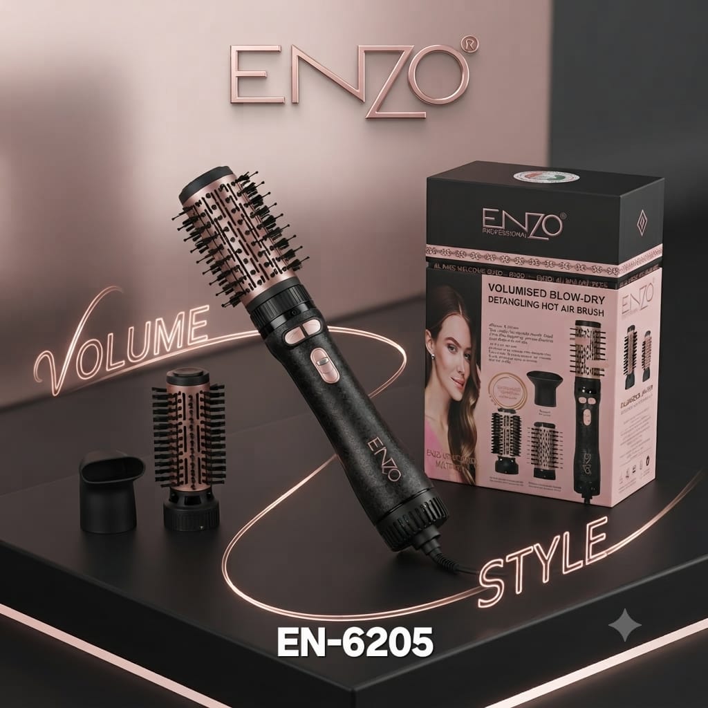 ENZO EN-6205 Multi-Function Hot Air Styling Brush – Rose Gold Description