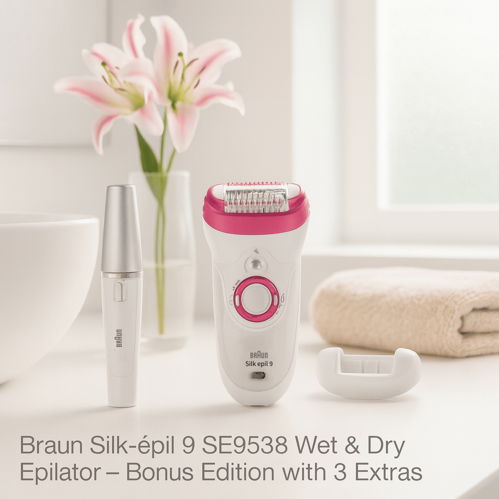 Braun Silk-épil 9 SE9538 Wet & Dry Epilator – Bonus Edition with 3 Extras