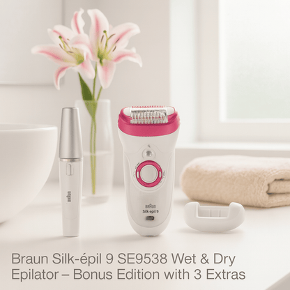 Braun Silk-épil 9 SE9538 Wet & Dry Epilator – Bonus Edition with 3 Extras