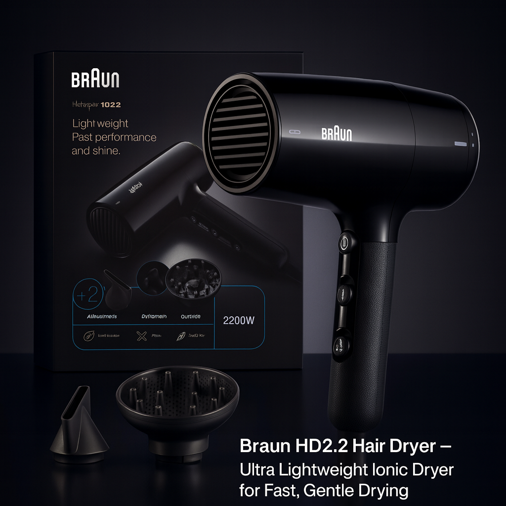 Braun HD2.2 Hair Dryer – Ultra Lightweight Ionic Dryer for Fast, Gentle Drying