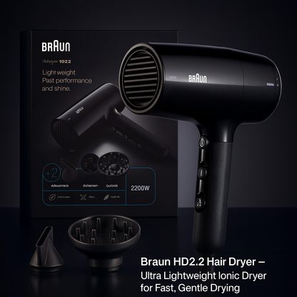 Braun HD2.2 Hair Dryer – Ultra Lightweight Ionic Dryer for Fast, Gentle Drying