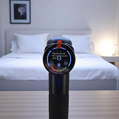 Smart touch display gun massager with multiple heads