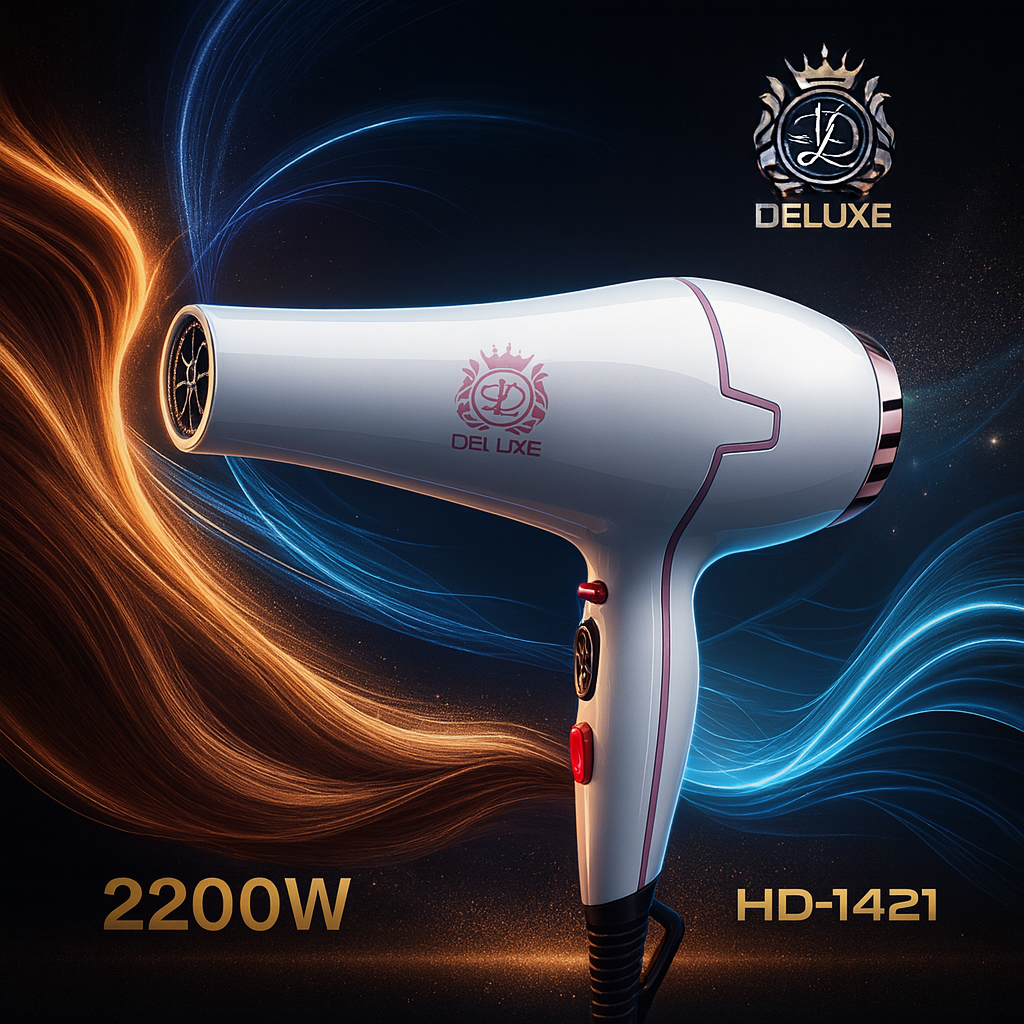 Deluxe 2200W Professional Hair Dryer – White Edition HD-1421
