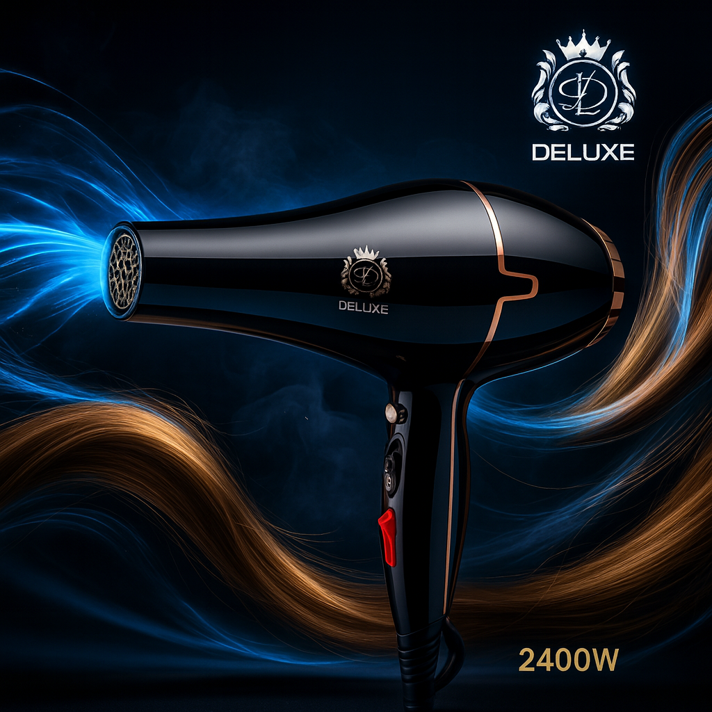 Deluxe 2400W Professional Hair Dryer - High-Performance HD-1423 (Black/Rose Gold)
