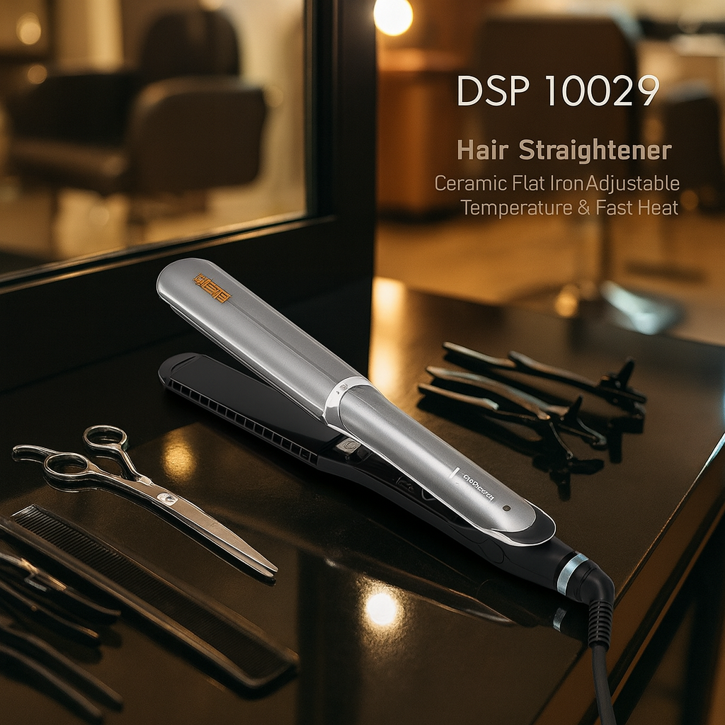 D.S.P 10029 Hair Straightener – Ceramic Flat Iron with Adjustable Temperature & Fast Heat-Up
